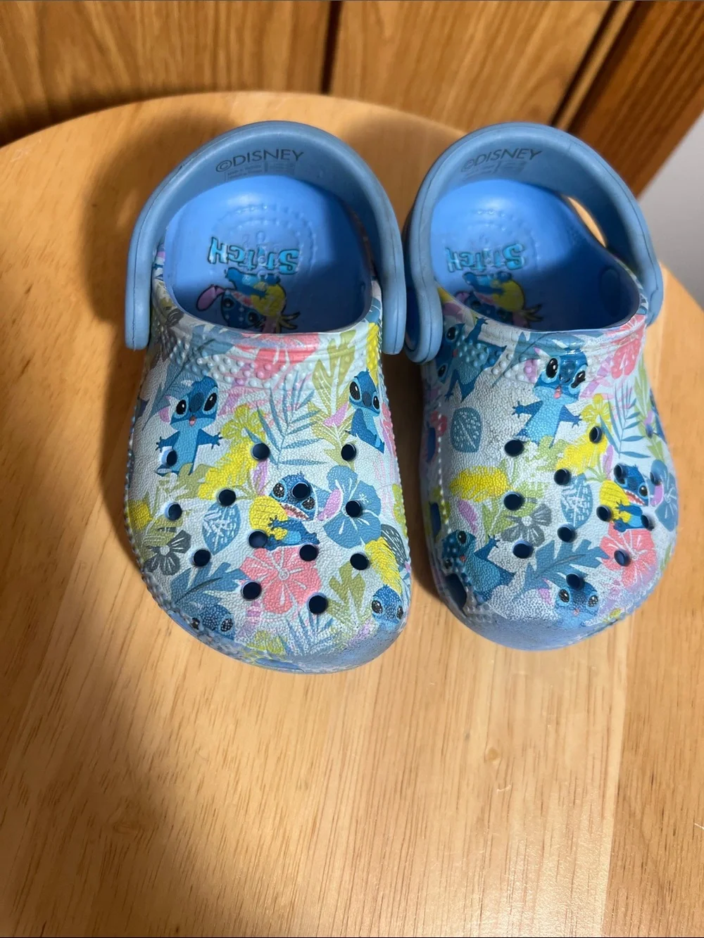 Disney Light Blue Stitch Floral Slip-On Clogs for Kids